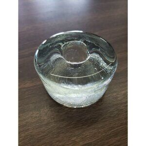 Blenko Vintage Art Glass Clear Candle Taper Holder Puck Chunky Replacement